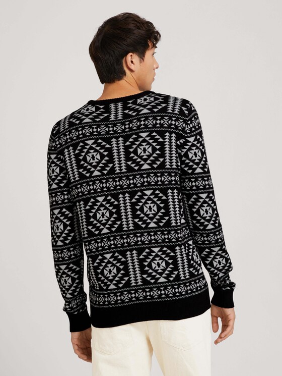 Strickpullover aus nachhaltiger Baumwolle - Männer - black base off white design Strickpullover aus nachhaltiger Baumwolle - Männer - black base off white design - 2 - TOM TAILOR Denim