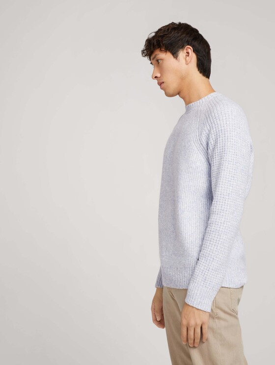 Gerippter Strickpullover - Männer - Light Stone Grey Melange Gerippter Strickpullover - Männer - Light Stone Grey Melange - 5 - TOM TAILOR Denim