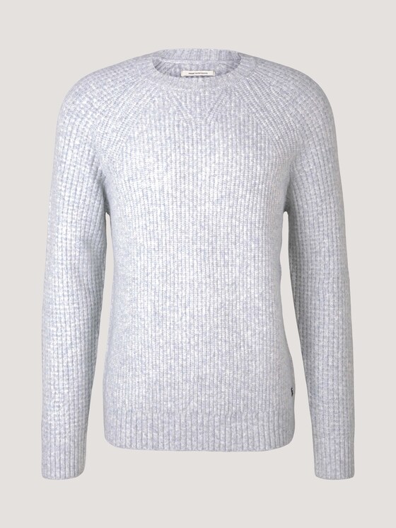 Gerippter Strickpullover - Männer - Light Stone Grey Melange Gerippter Strickpullover - Männer - Light Stone Grey Melange - 7 - TOM TAILOR Denim