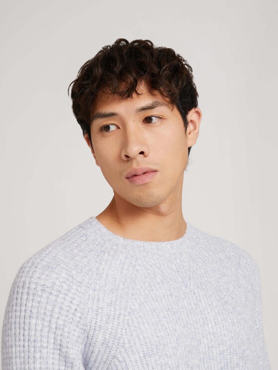 Gerippter Strickpullover - Männer - Light Stone Grey Melange Gerippter Strickpullover - Männer - Light Stone Grey Melange - 9 - TOM TAILOR Denim