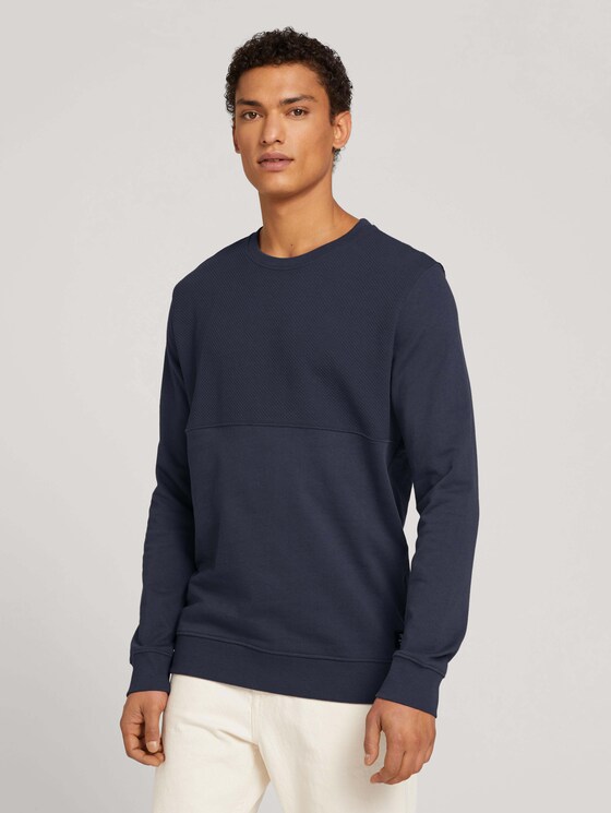 textured sweatshirt - Men - Blueish Grey textured sweatshirt - Men - Blueish Grey - 1 - TOM TAILOR Denim
