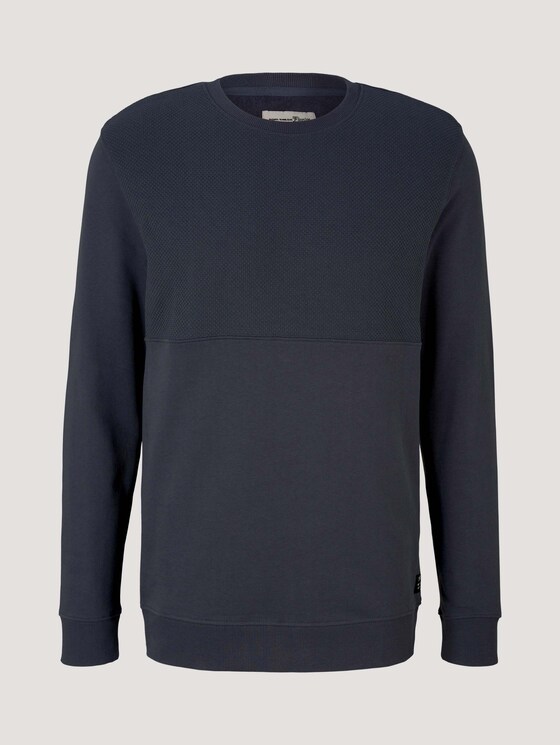 textured sweatshirt - Men - Blueish Grey textured sweatshirt - Men - Blueish Grey - 7 - TOM TAILOR Denim