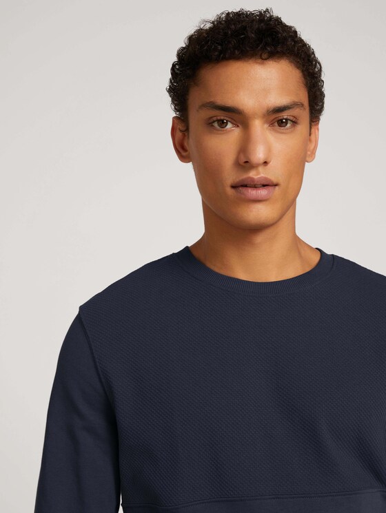 textured sweatshirt - Men - Blueish Grey textured sweatshirt - Men - Blueish Grey - 9 - TOM TAILOR Denim