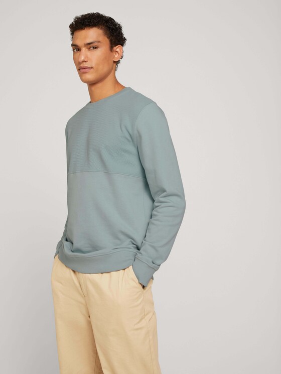textured sweatshirt - Men - white moss textured sweatshirt - Men - white moss - 5 - TOM TAILOR Denim