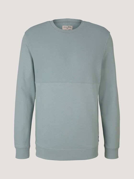 textured sweatshirt - Men - white moss textured sweatshirt - Men - white moss - 7 - TOM TAILOR Denim