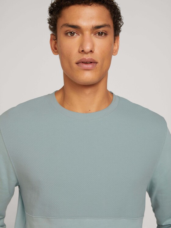 textured sweatshirt - Men - white moss textured sweatshirt - Men - white moss - 9 - TOM TAILOR Denim