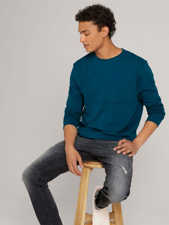 Sweatshirt mit Struktur - Männer - stormy petrol Sweatshirt mit Struktur - Männer - stormy petrol - 5 - TOM TAILOR Denim