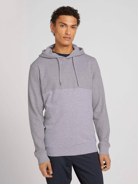 strukturierter Hoodie - Männer - Light Stone Grey Melange strukturierter Hoodie - Männer - Light Stone Grey Melange - 1 - TOM TAILOR Denim