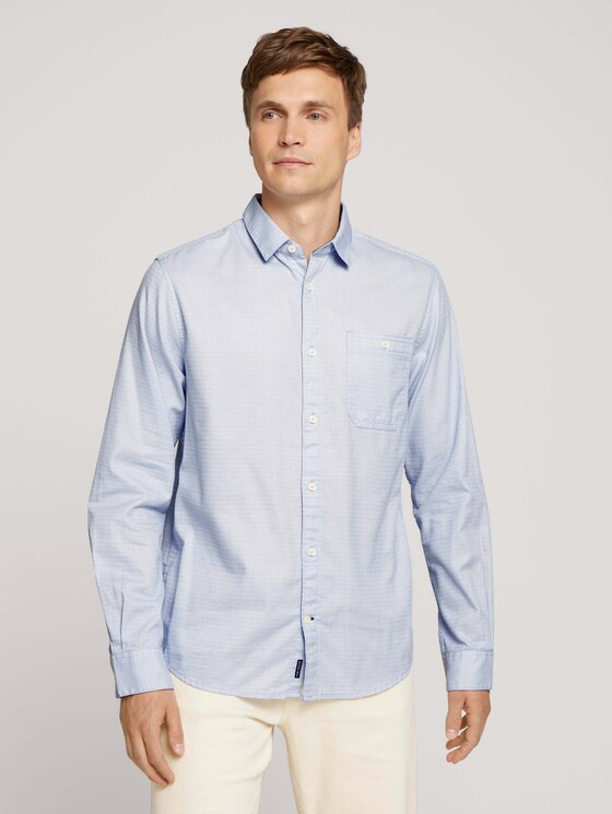 geruit overhemd - Mannen - cloudy blue white structure geruit overhemd - Mannen - cloudy blue white structure - 1 - TOM TAILOR