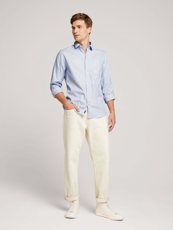 geruit overhemd - Mannen - cloudy blue white structure geruit overhemd - Mannen - cloudy blue white structure - 3 - TOM TAILOR