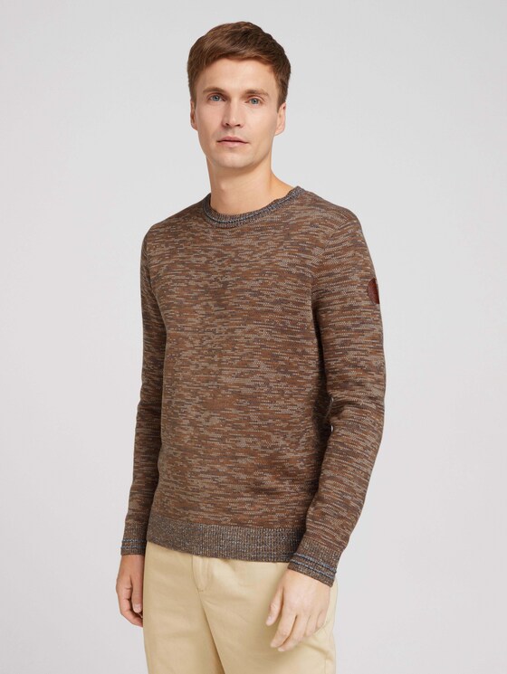 Pullover aus Bio-Baumwolle - Männer - cognac blue offwhite structure Pullover aus Bio-Baumwolle - Männer - cognac blue offwhite structure - 1 - TOM TAILOR