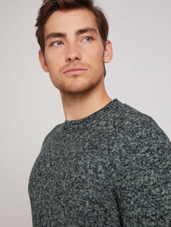 Strickpullover in Melange-Optik - Männer - ice blue off white structure Strickpullover in Melange-Optik - Männer - ice blue off white structure - 9 - TOM TAILOR
