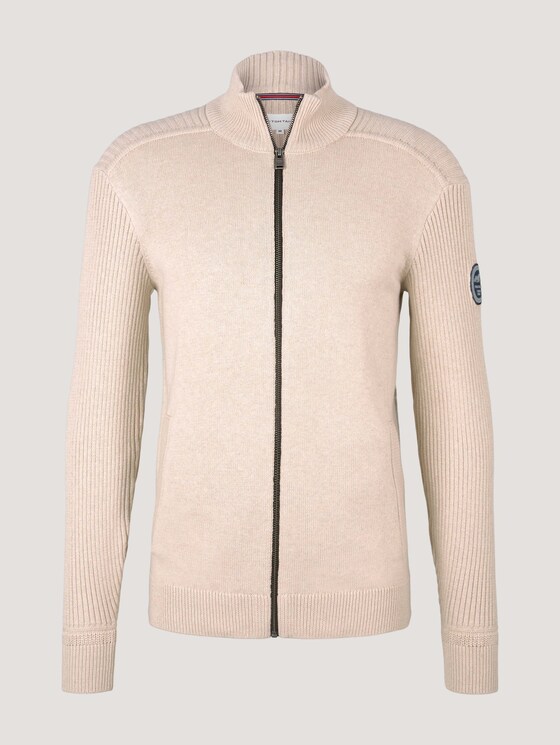 Cardigan with ribbed sleeves - Men - soft beige melange Cardigan with ribbed sleeves - Men - soft beige melange - 7 - TOM TAILOR