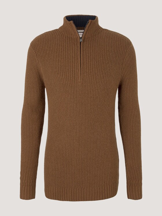 Troyer Pullover - Männer - brown oak melange Troyer Pullover - Männer - brown oak melange - 7 - TOM TAILOR