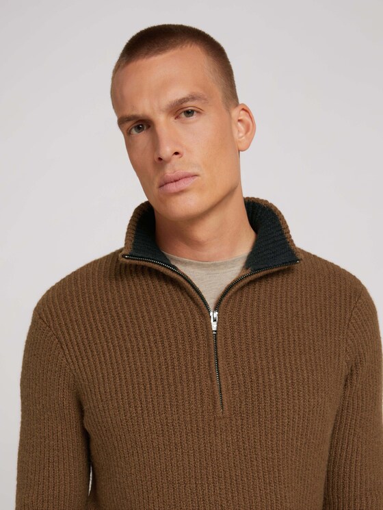 Troyer Pullover - Männer - brown oak melange Troyer Pullover - Männer - brown oak melange - 9 - TOM TAILOR