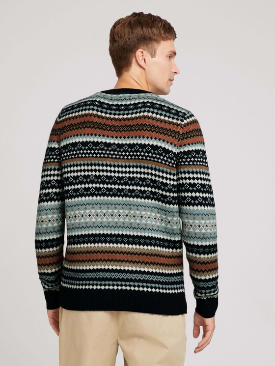 gemusterter Pullover - Männer - ice blue off white navy design gemusterter Pullover - Männer - ice blue off white navy design - 2 - TOM TAILOR
