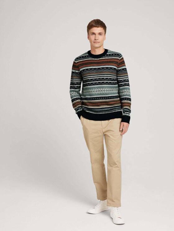 gemusterter Pullover - Männer - ice blue off white navy design gemusterter Pullover - Männer - ice blue off white navy design - 3 - TOM TAILOR