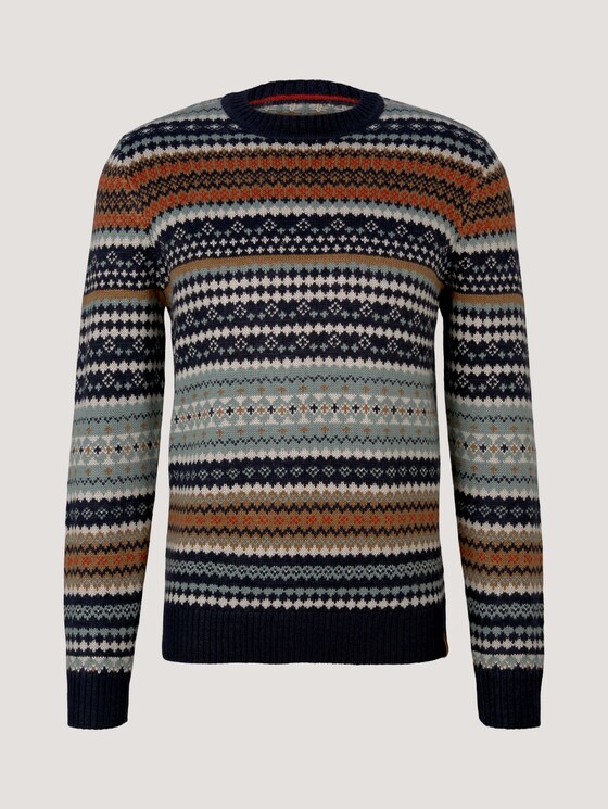 gemusterter Pullover - Männer - ice blue off white navy design gemusterter Pullover - Männer - ice blue off white navy design - 7 - TOM TAILOR