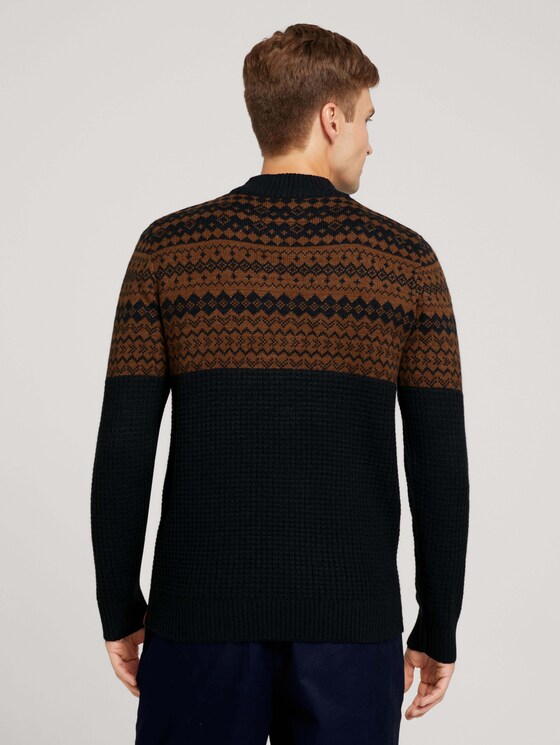 gemusterter Pullover - Männer - navy with placed cognac design gemusterter Pullover - Männer - navy with placed cognac design - 2 - TOM TAILOR