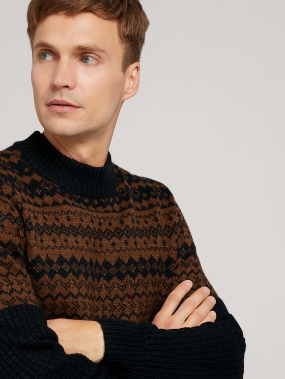 gemusterter Pullover - Männer - navy with placed cognac design gemusterter Pullover - Männer - navy with placed cognac design - 9 - TOM TAILOR