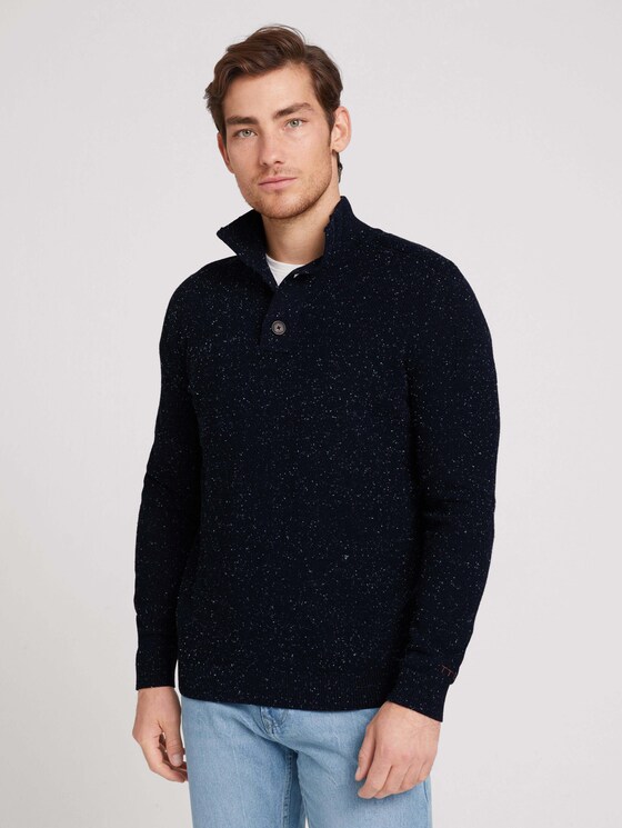 Strukturierter Strickpullover - Männer - navy blue shades nep structure Strukturierter Strickpullover - Männer - navy blue shades nep structure - 1 - TOM TAILOR