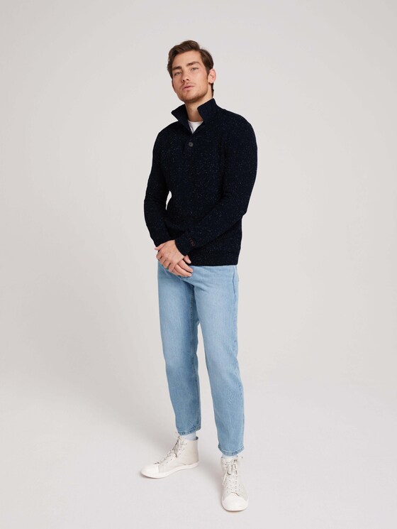 Strukturierter Strickpullover - Männer - navy blue shades nep structure Strukturierter Strickpullover - Männer - navy blue shades nep structure - 3 - TOM TAILOR