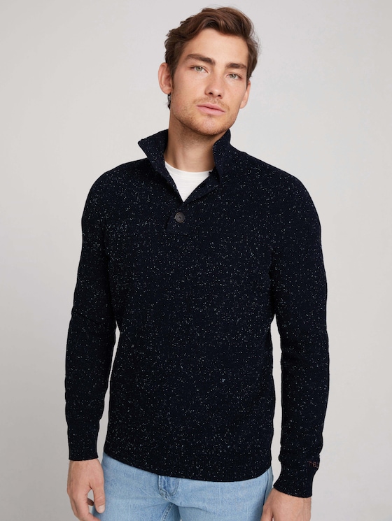 Strukturierter Strickpullover - Männer - navy blue shades nep structure Strukturierter Strickpullover - Männer - navy blue shades nep structure - 5 - TOM TAILOR