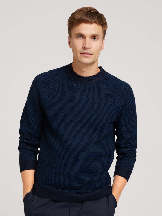 Knitted jumper - Men - navy blue stripe Knitted jumper - Men - navy blue stripe - 1 - TOM TAILOR