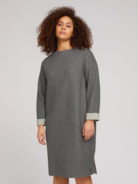Plus - Jersey Kleid mit 3/4 Ärmeln - Frauen - asphalt grey melange Plus - Jersey Kleid mit 3/4 Ärmeln - Frauen - asphalt grey melange - 1 - My True Me