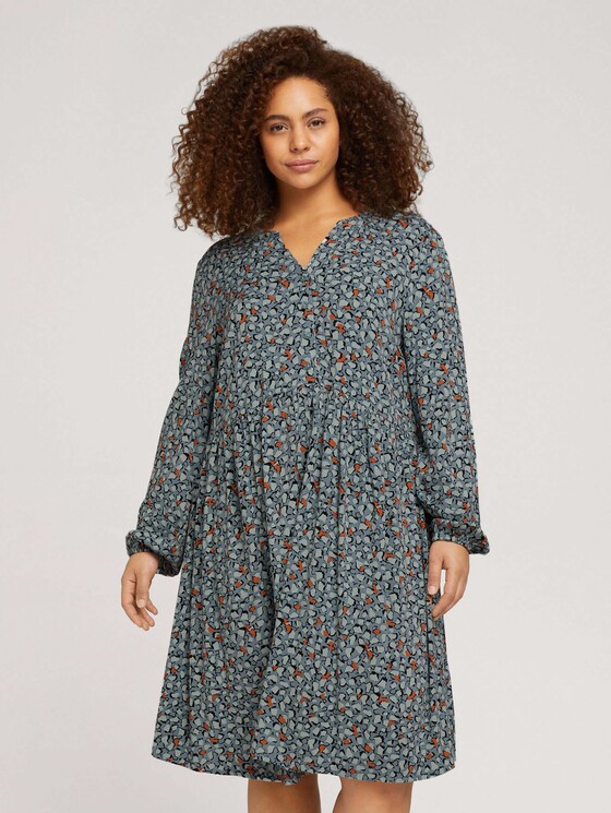 Plus - Gemustertes Kleid mit Ballonärmeln - Frauen - mint floe design Plus - Gemustertes Kleid mit Ballonärmeln - Frauen - mint floe design - 1 - My True Me