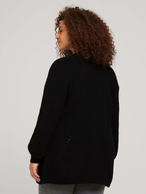 Plus - Gerippter Cardigan aus nachhaltiger Baumwolle - Frauen - deep black Plus - Gerippter Cardigan aus nachhaltiger Baumwolle - Frauen - deep black - 2 - My True Me