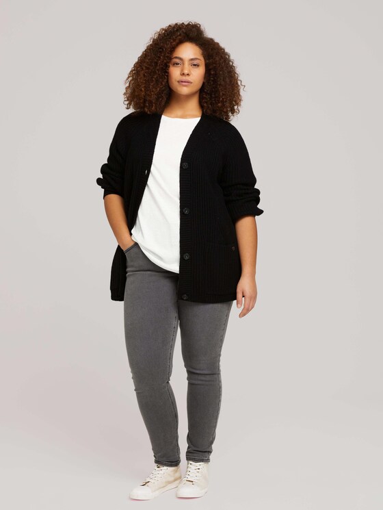 Plus - Gerippter Cardigan aus nachhaltiger Baumwolle - Frauen - deep black Plus - Gerippter Cardigan aus nachhaltiger Baumwolle - Frauen - deep black - 3 - My True Me