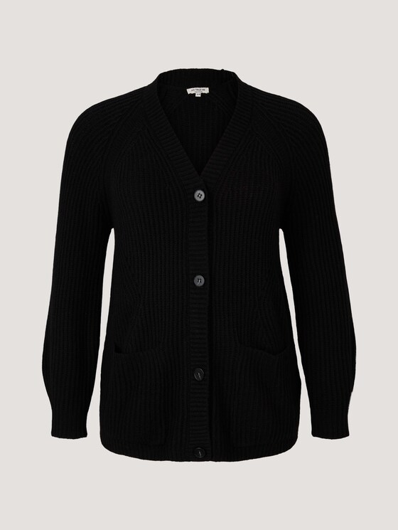 Plus - Gerippter Cardigan aus nachhaltiger Baumwolle - Frauen - deep black Plus - Gerippter Cardigan aus nachhaltiger Baumwolle - Frauen - deep black - 7 - My True Me
