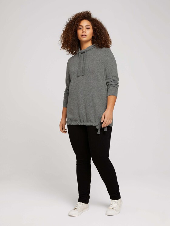 Curvy - long-sleeved shirt with a turtleneck and drawstring - Women - asphalt grey melange Curvy - long-sleeved shirt with a turtleneck and drawstring - Women - asphalt grey melange - 3 - My True Me