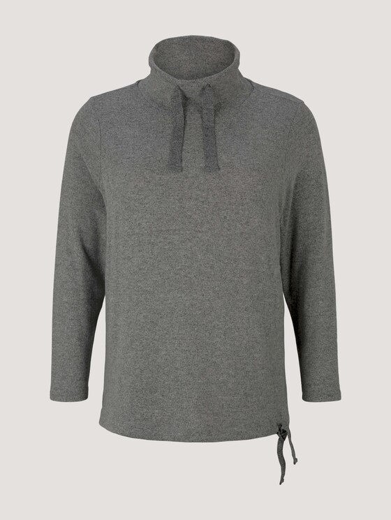 Curvy - long-sleeved shirt with a turtleneck and drawstring - Women - asphalt grey melange Curvy - long-sleeved shirt with a turtleneck and drawstring - Women - asphalt grey melange - 7 - My True Me