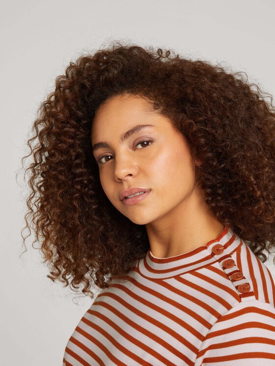Plus - Langarmshirt mit kurzem Stehkragen - Frauen - cold beige rust stripe Plus - Langarmshirt mit kurzem Stehkragen - Frauen - cold beige rust stripe - 9 - My True Me