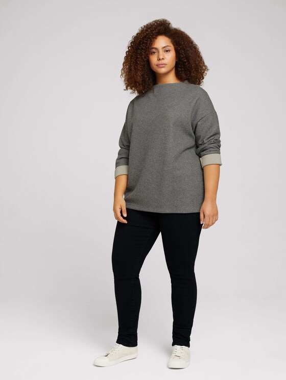 Plus - Sweatshirt mit Kragen - Frauen - asphalt grey melange Plus - Sweatshirt mit Kragen - Frauen - asphalt grey melange - 3 - My True Me