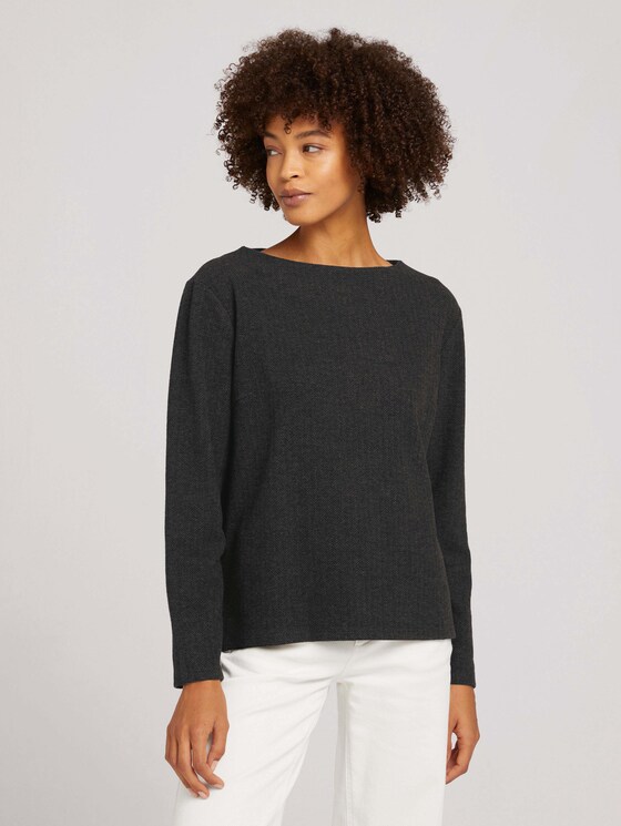 Sweatshirt met patroon - Vrouwen - Heringbone structure Ori Sweat Sweatshirt met patroon - Vrouwen - Heringbone structure Ori Sweat - 1 - TOM TAILOR