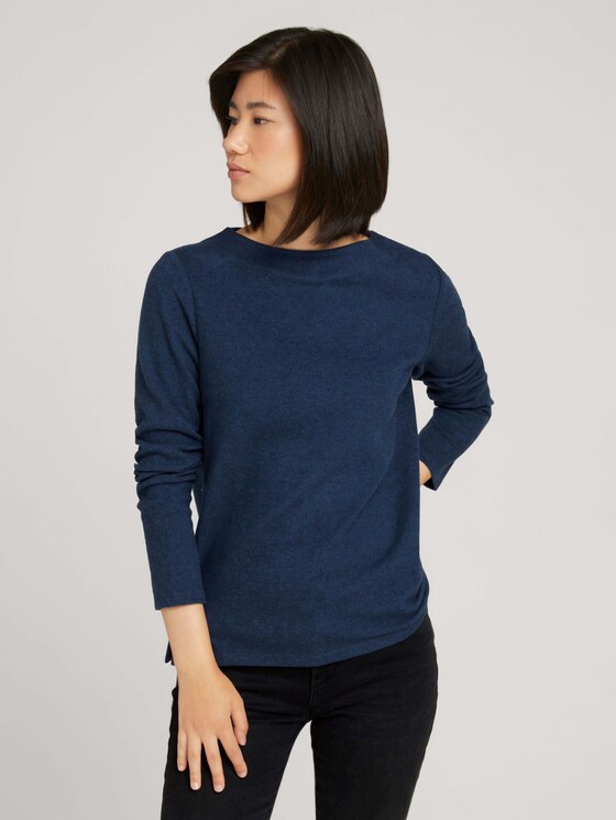 Gemustertes Sweatshirt - Frauen - blue herringbone design Gemustertes Sweatshirt - Frauen - blue herringbone design - 1 - TOM TAILOR