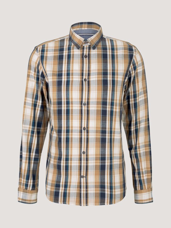 checkered shirt - Men - cognac navy check checkered shirt - Men - cognac navy check - 7 - TOM TAILOR