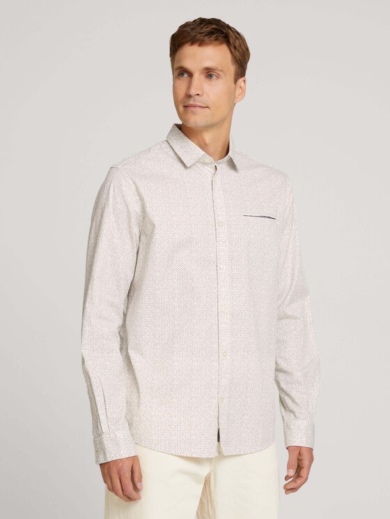 patterned shirt - Men - off white base minimal design patterned shirt - Men - off white base minimal design - 1 - TOM TAILOR