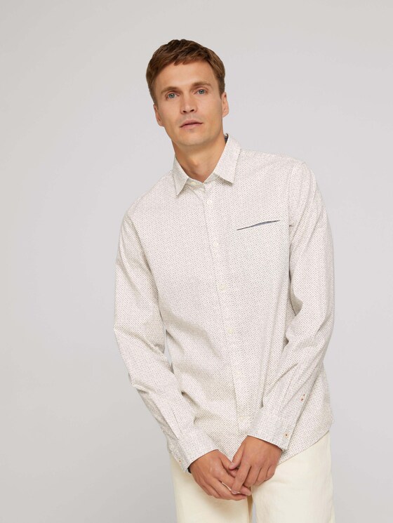 patterned shirt - Men - off white base minimal design patterned shirt - Men - off white base minimal design - 5 - TOM TAILOR