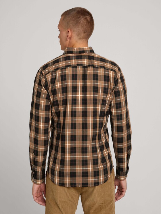 Kariertes Hemd mit Brusttasche - Männer - beige black check Kariertes Hemd mit Brusttasche - Männer - beige black check - 2 - TOM TAILOR