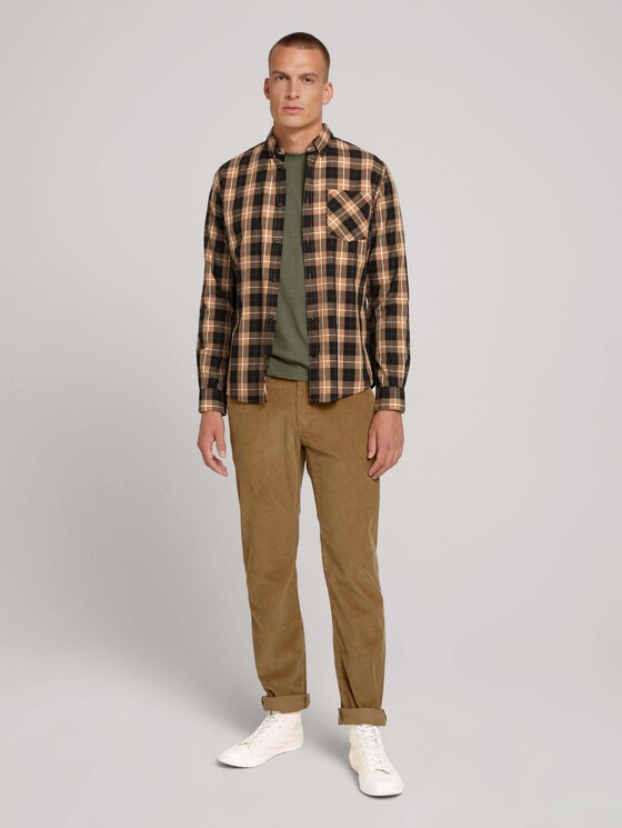 Kariertes Hemd mit Brusttasche - Männer - beige black check Kariertes Hemd mit Brusttasche - Männer - beige black check - 3 - TOM TAILOR