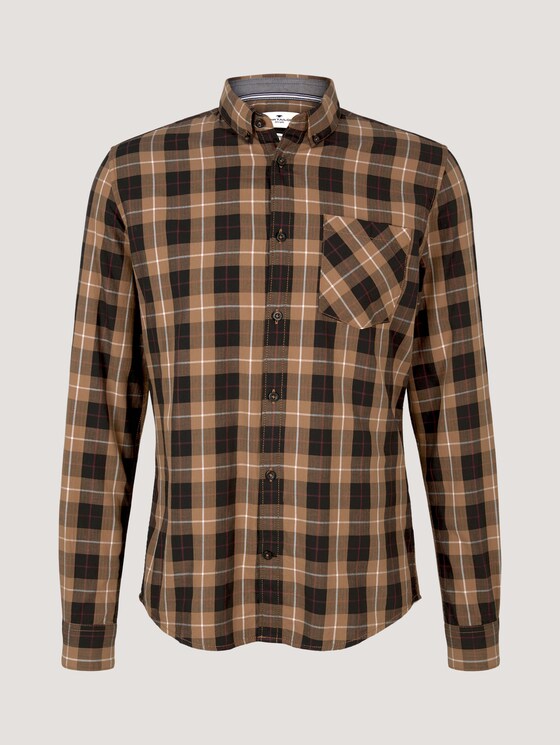 Kariertes Hemd mit Brusttasche - Männer - beige black check Kariertes Hemd mit Brusttasche - Männer - beige black check - 7 - TOM TAILOR