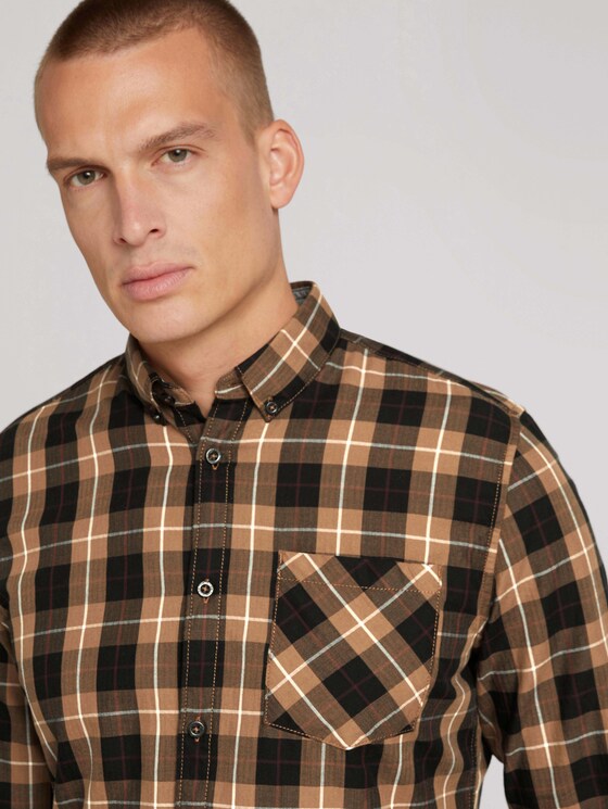 Kariertes Hemd mit Brusttasche - Männer - beige black check Kariertes Hemd mit Brusttasche - Männer - beige black check - 9 - TOM TAILOR