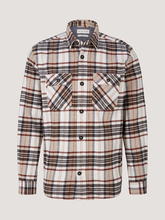 Kariertes Hemd mit Brusttaschen - Männer - off white cognac big check Kariertes Hemd mit Brusttaschen - Männer - off white cognac big check - 7 - TOM TAILOR