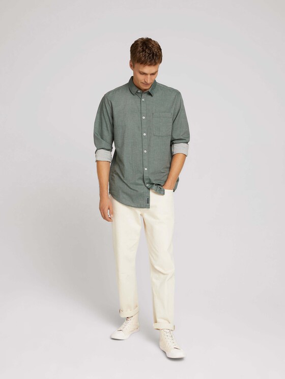 Hemd mit Brusttasche - Männer - green off white two face twill Hemd mit Brusttasche - Männer - green off white two face twill - 3 - TOM TAILOR