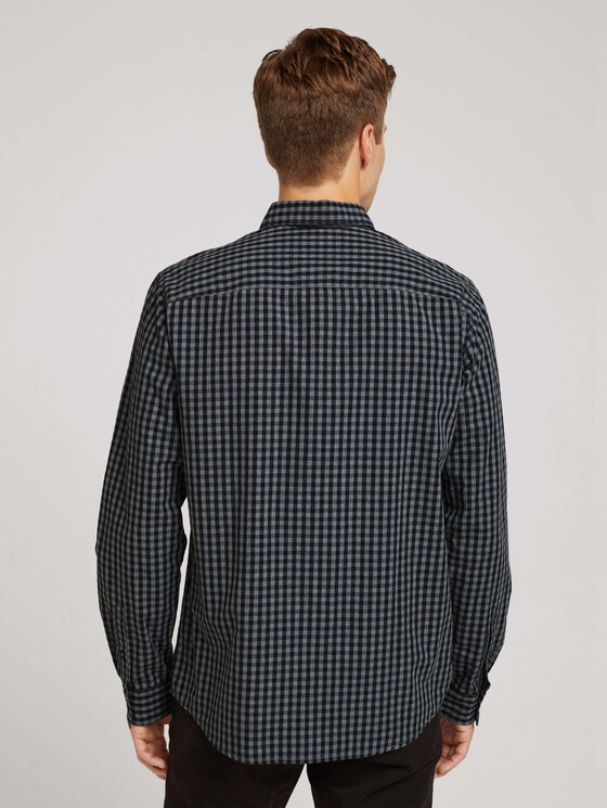 Gemustertes Hemd mit Brusttasche - Männer - grey navy melange vichy check Gemustertes Hemd mit Brusttasche - Männer - grey navy melange vichy check - 2 - TOM TAILOR