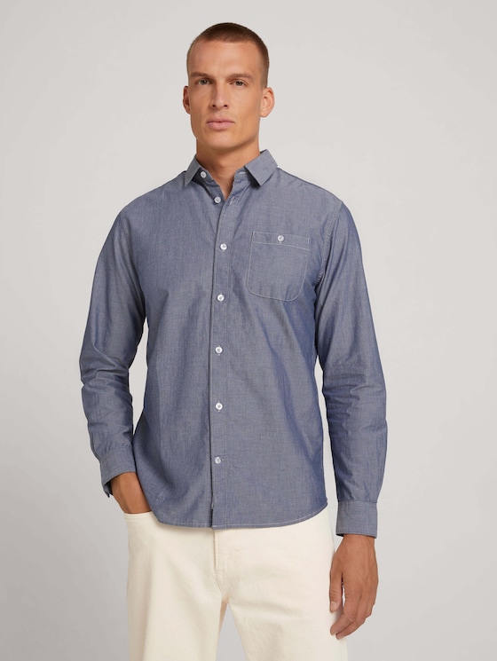Hemd in Melange-Optik - Männer - Light Blue Chambray Hemd in Melange-Optik - Männer - Light Blue Chambray - 1 - TOM TAILOR